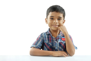 Cheerful Little Boy Posing to Camera