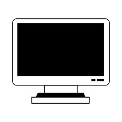 Black and white computer screen design over white background vector illustration