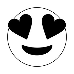 Black and white in love emoji over white background vector illustration