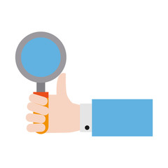 hand holding magnifying glass icon image vector illustration design 