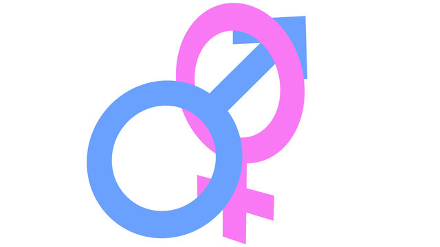 Sex concept, male symbol penetrating a female symbol 