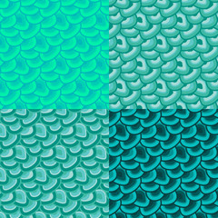 Seamless pattern of green reptile skin in four different colors