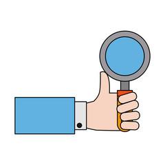 hand holding magnifying glass icon image vector illustration design 