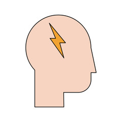 human head profile sideview with lightning ray inside icon image vector illustration design 