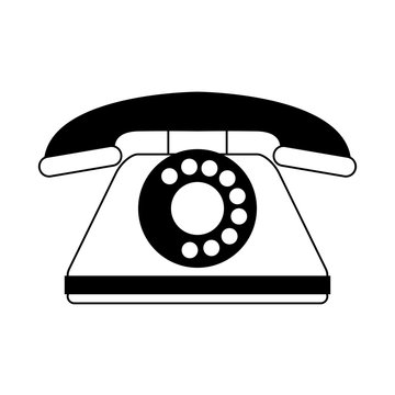 vintage rotary phone icon image vector illustration design  black and white