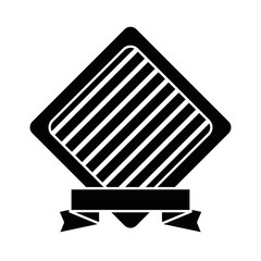 emblem and  decorative ribbon icon over white backgorund vector illustration