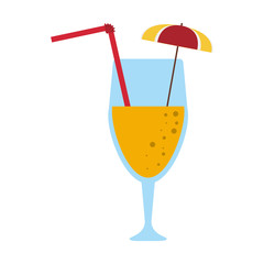 cocktail with umbrella and straw icon image vector illustration design 