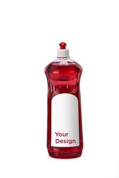 Dishwasher Soap Liquid Plastic Bottle Mockup On White Background  