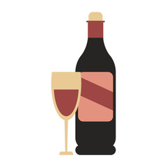 wine bottle and glass icon image vector illustration design 