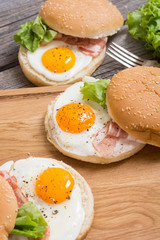 Sandwich with eggs and bacon