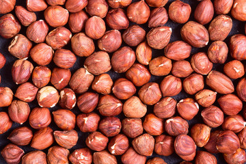 Macro shot of hazelnuts