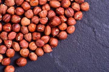 Macro shot of hazelnuts