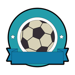 emblem with soccer ball icon over white background vector illustration