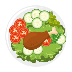 gourmet dish with chicken leg icon over white background vector illustration