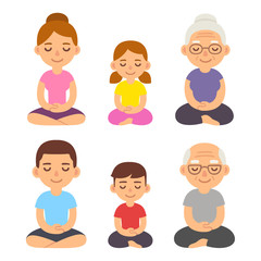 Family meditating lotus pose