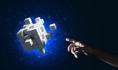 Idea of new technologies and integration presented by cube figure