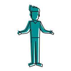 standing man with open arms avatar icon image vector illustration design  blue color