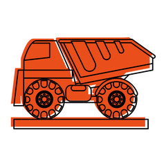dump truck construction heavy machinery icon image vector illustration design  orange color