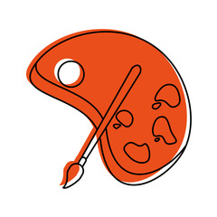 paint palette with brushe icon image vector illustration design  orange color