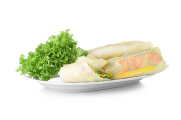 Portion of spring rolls on plate