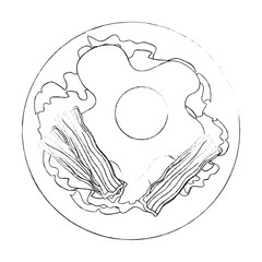 gourmet dish with fried egg icon over white background vector illustration