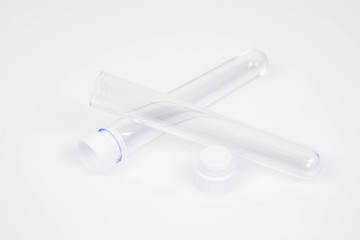 Empty test tubes on a white background