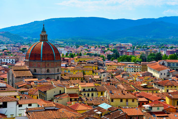 Panorama on top of the tower of the cathedral of Pistoia
