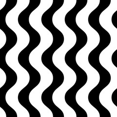 Wavy lines seamless pattern, black and white waves