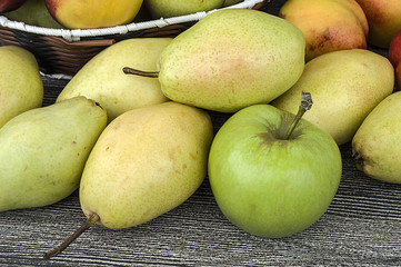 Mature pear pictures in the basket, natural and organic santa maria pear fruit pictures,
