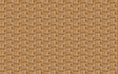 Wooden background ornament parquet intertwined squares cell slats assembled into a volumetric pattern