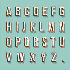 Set of wood alphabet letters. Vector illustration.
