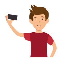Man with smartphone icon vector illustration graphic design