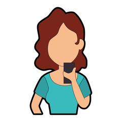 Woman with smartphone icon vector illustration graphic design