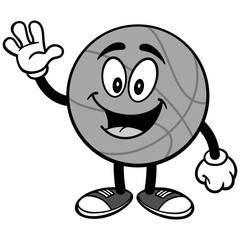 Cartoon Basketball Waving Illustration