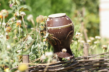 Fototapeta premium Old clay jug for the designer