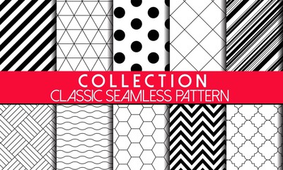 COLLECTION OF CLASSIC BACKGROUND. BASIC GEOMETRIC SEAMLESS VECOT PATTERN