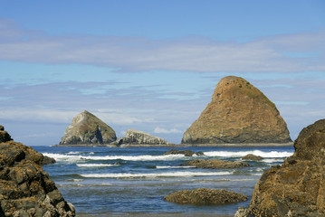 Oceanside with rock formation