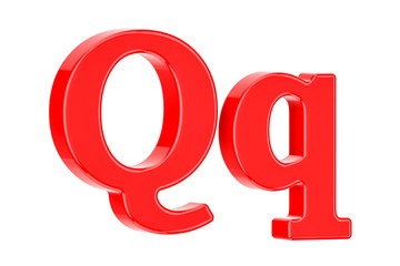 English red letter Q with serifs, 3D rendering