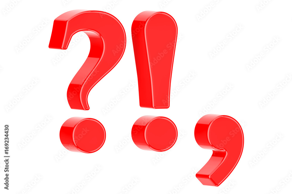 Poster red punctuation marks, 3d rendering