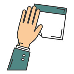hand human with document paper isolated icon vector illustration design