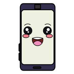 smartphone device kawaii character vector illustration design