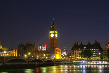 Big Ben and House of Parliament at night, London.