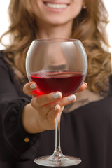 Glass of wine girl  isolation
