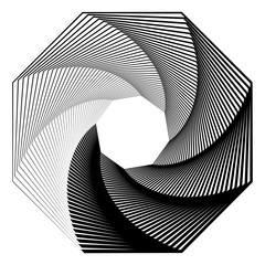 Okrągły motyw geometryczny. Abstrakcyjny element op-art w skali szarości - 169235261