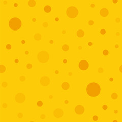 Orange polka dots seamless pattern on yellow background. Neat classic orange polka dots textile pattern in restrained colours. Seamless scattered confetti fall chaotic decor. Vector illustration.