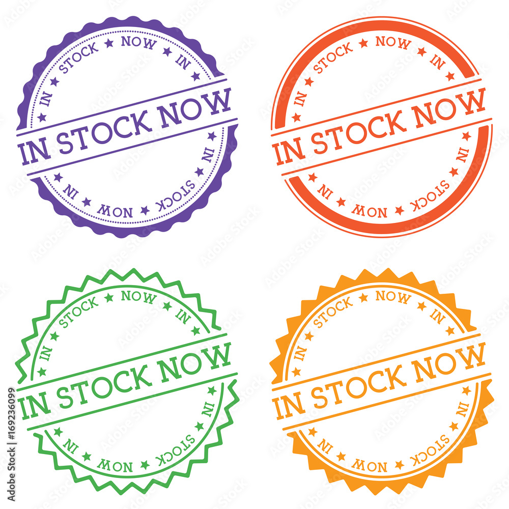 Poster in stock now badge isolated on white background. flat style round label with text. circular emblem v