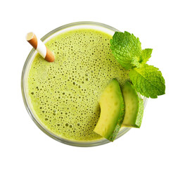 Glass of avocado smoothie