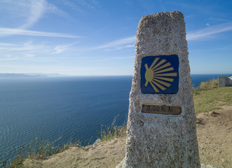 The km 0 in Ferrol at the beginning of the way for Santiago of Compostela - obrazy, fototapety, plakaty