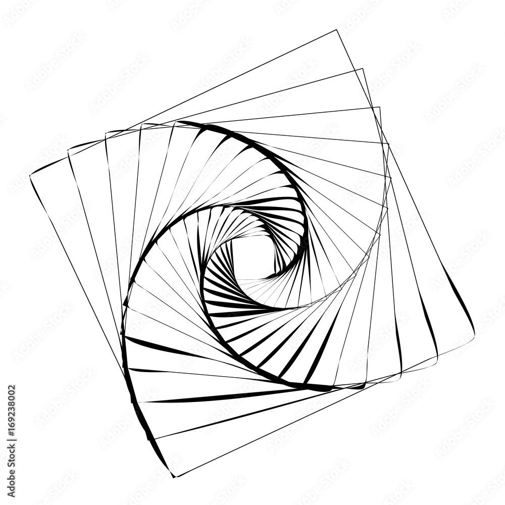 Poster circular geometric motif. abstract grayscale op-art element