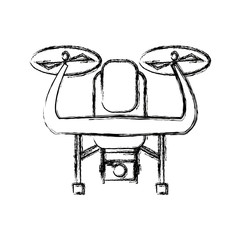drone with action camera device front view vector illustration